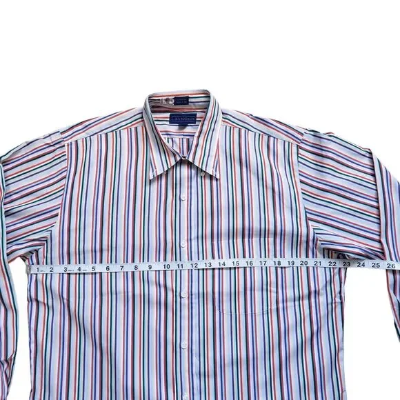 Vintage J. McLaughlin Shirt Mens Medium Striped Button Front Long Sleeve Preppy - Picture 5 of 9